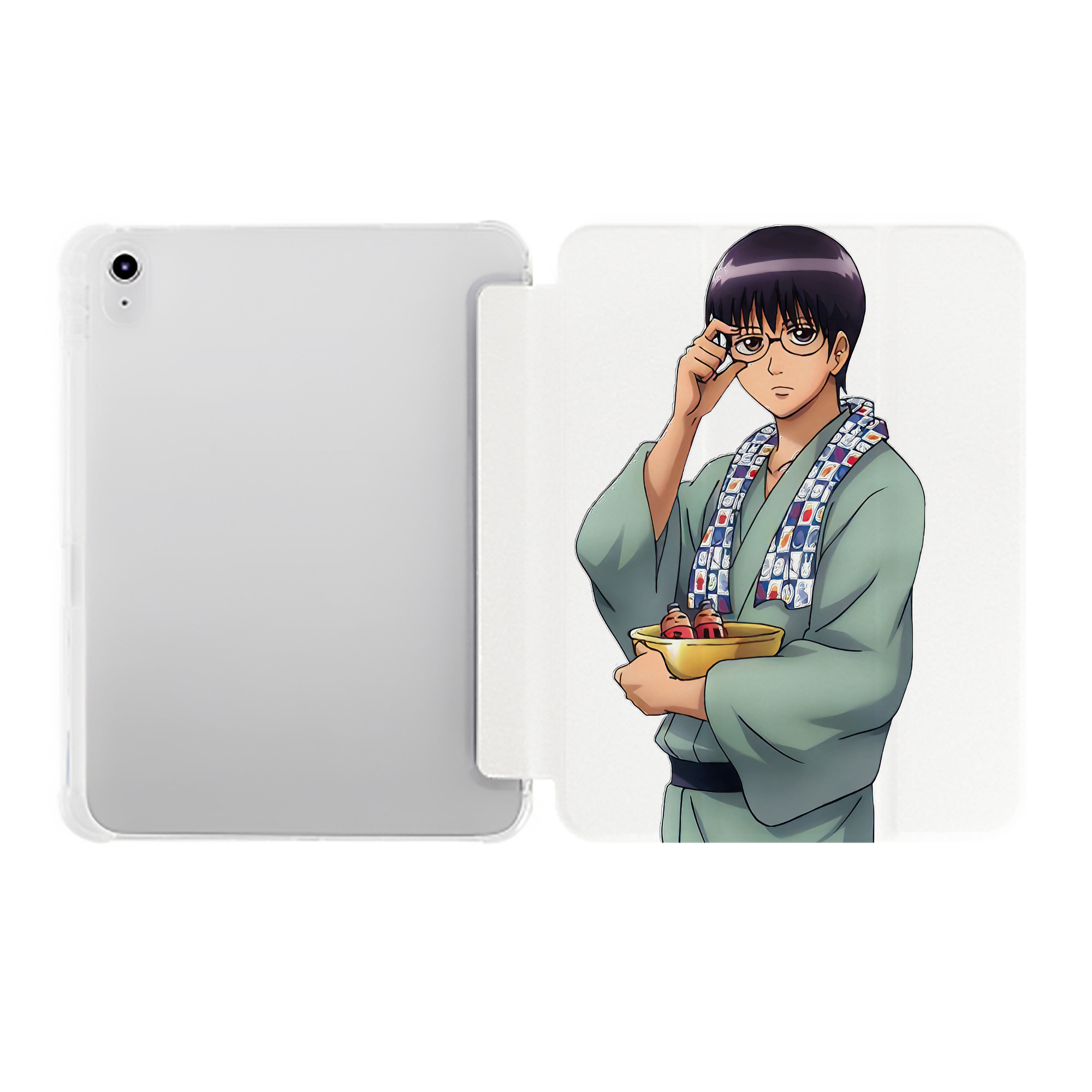 （画像用） ぎんたま 坂田銀時（さかたぎんとき） 神楽 志村新八（しむら しんぱち） GINTAMA Sakata Gintoki Kagura Shimura Shinpachi IPad ケース ペン収納付き 三つ折りスタンド PUレザー×シリコン 対応機種9.5/10.5/10.9インチ